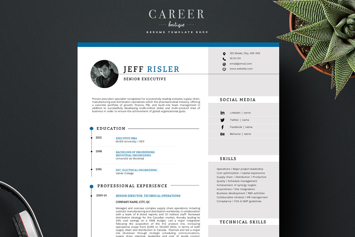 Modern Resume & CoverLetter Template, a Resume Template by careerboutique (Photo 4 of 6)