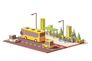 Vector Low Poly Modern Public Transport