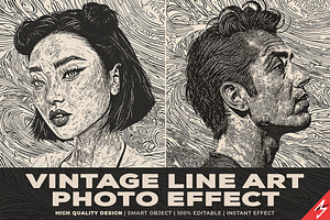 Vintage Line Art Photo Effect