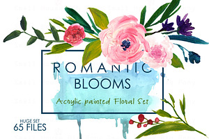 Romantic Blooms-Watercolor Clip Art