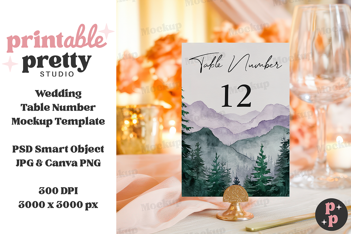 Blush Wedding Table Number Mockup, a Product Mockup by Printable Pretty Studio (Photo 7 of 10)