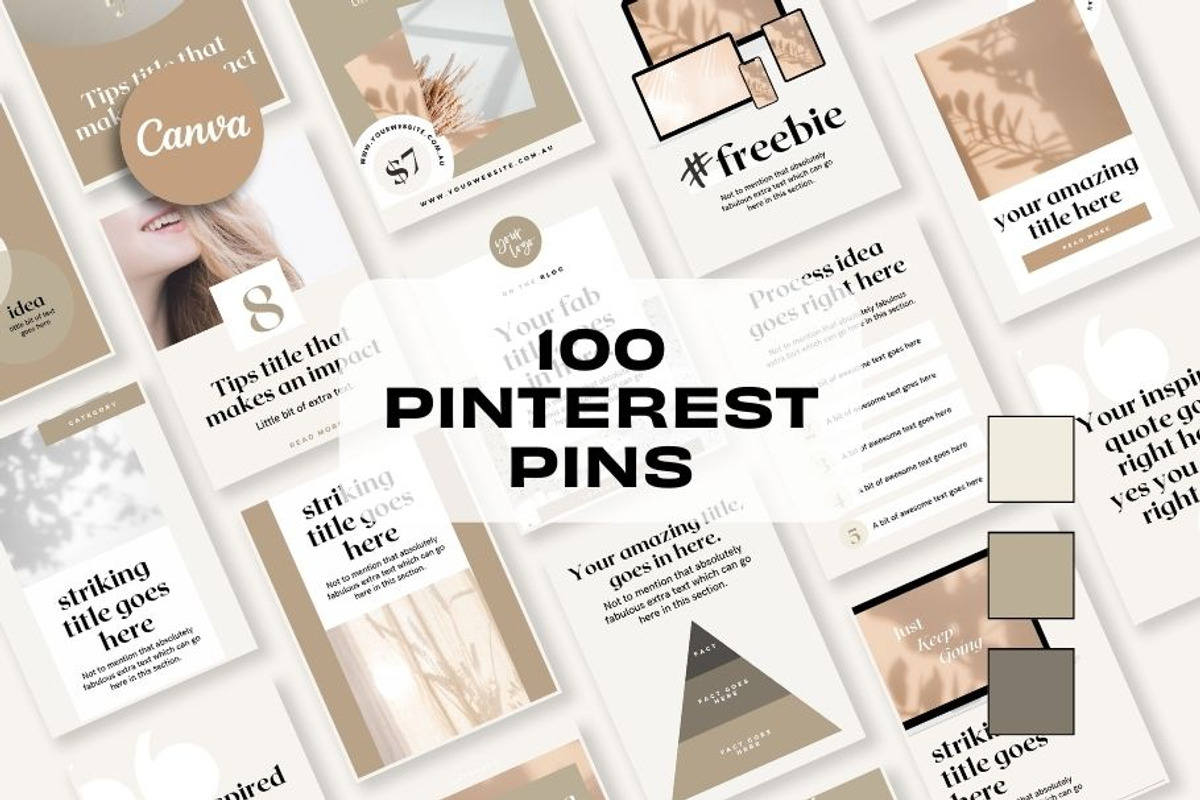 100 Pins - Neutral Aesthetic, a Social Media Template by Freedom Business Shop (Photo 1 of 9)
