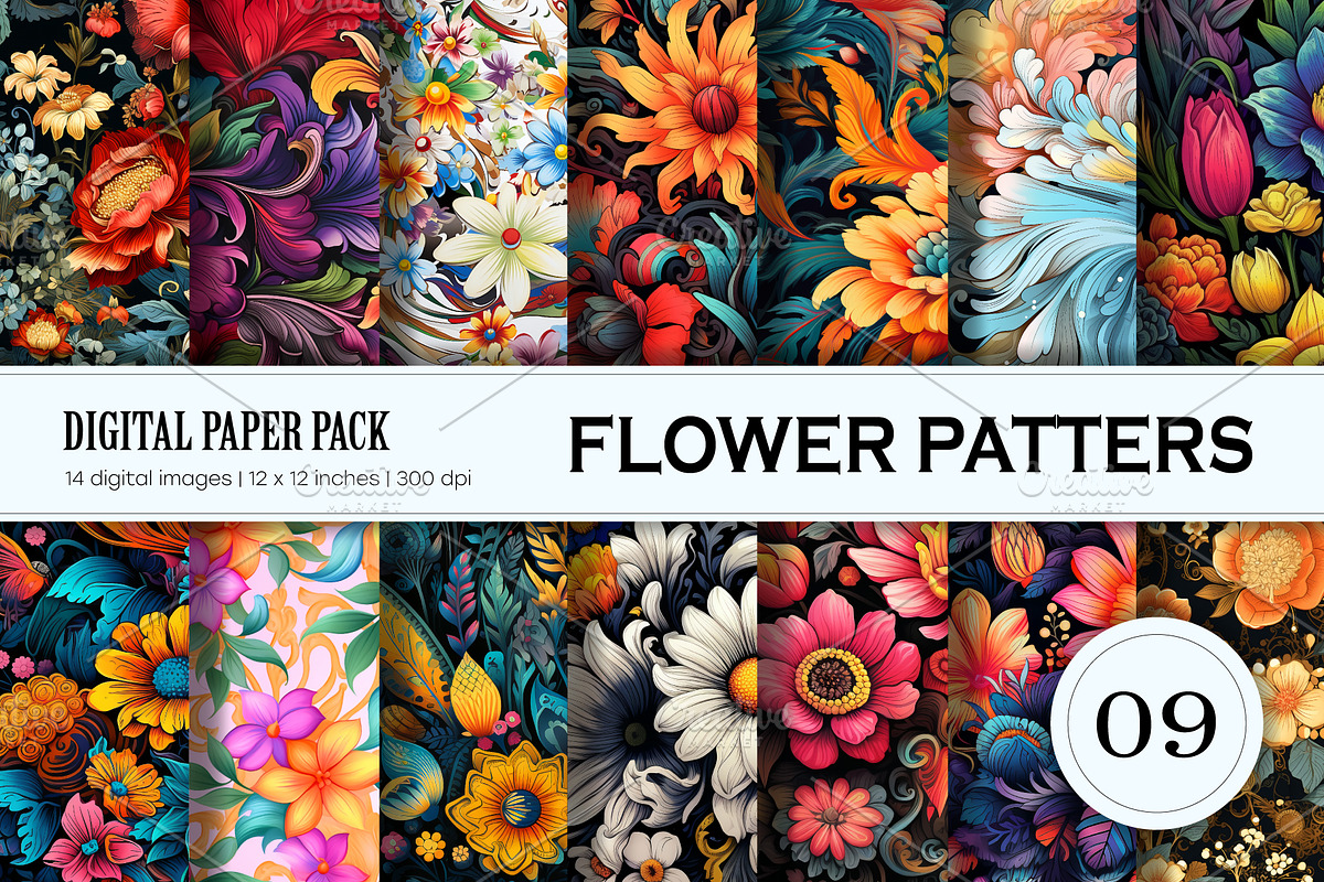 Big Bundle Floral Patterns 01., a Pattern Graphic by KENO Mascots (Photo 10 of 11)