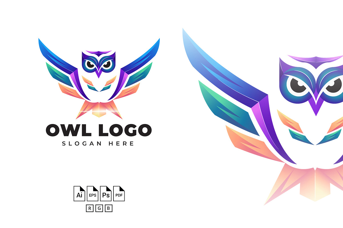 Owl Gradient Logo Template, a Branding & Logo Template by Artlogs x Modaldesain (Photo 1 of 2)