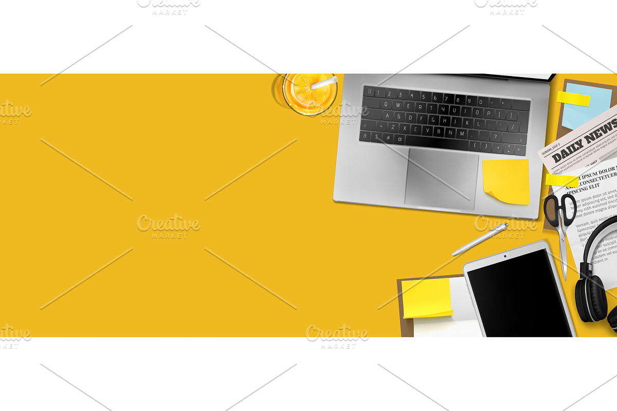 Modern office desk top view, a Technology Illustration by art PVP - market