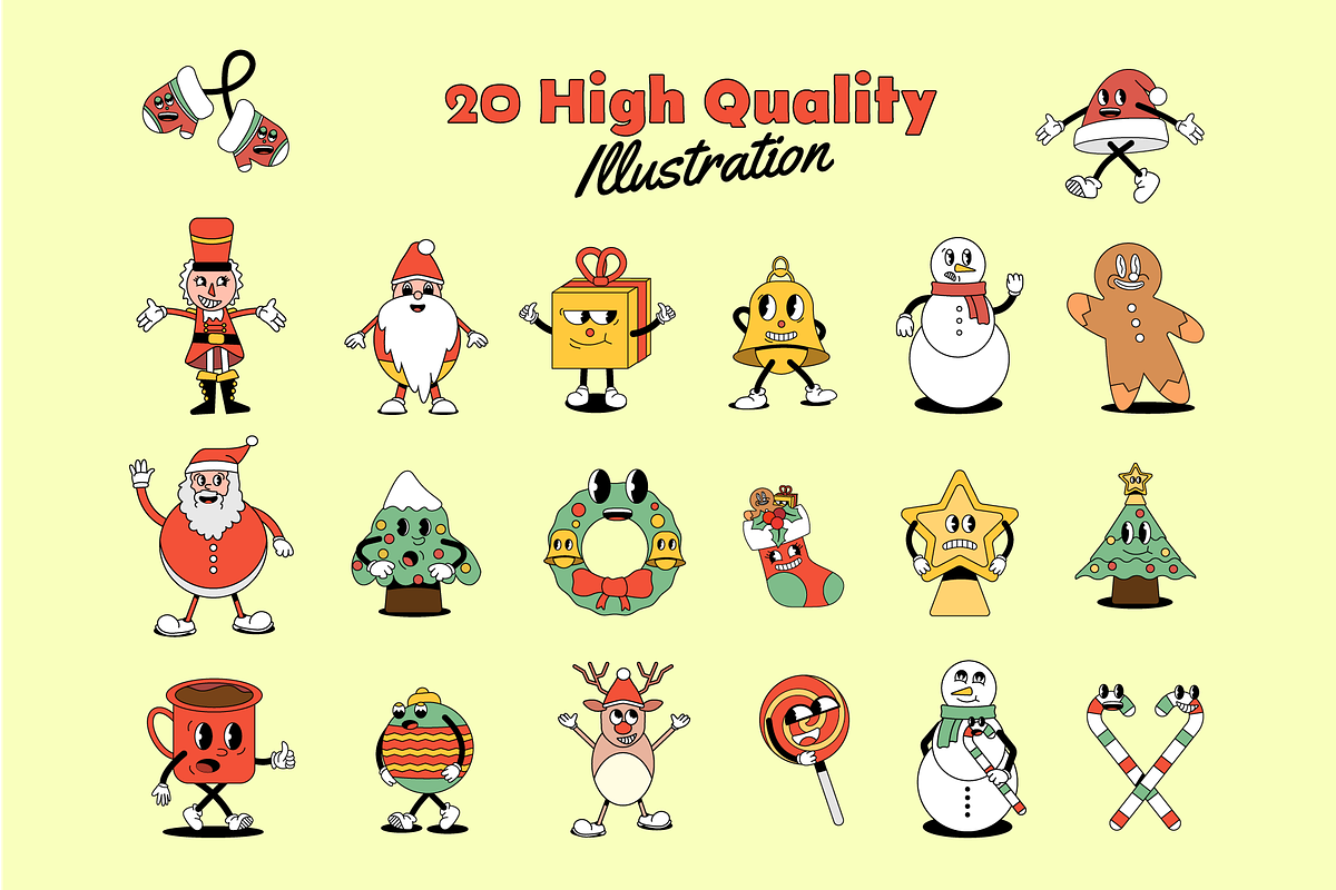 Christmas Groovy Illustration, a Seasonal Illustration by Kohesif Studio (Photo 2 of 6)