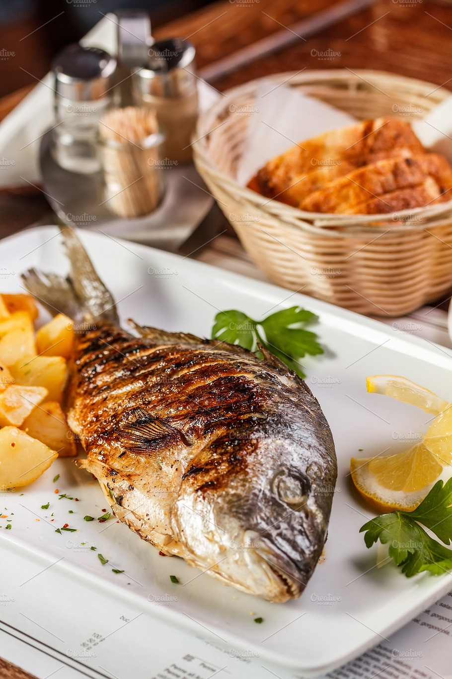 Grilled Dorado Fish Featuring Bream Cuisine And Dorado