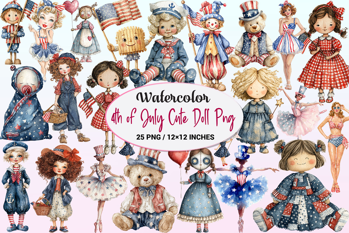 4th of July Cute Doll Sublimation, a Graphic by CitraGraphics (Photo 1 of 4)
