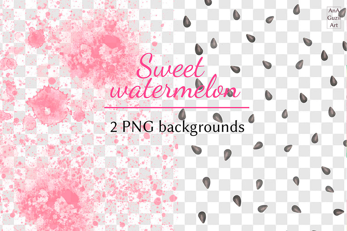Watermelon watercolor clipart., an Illustration by AnaGuziiArt (Photo 3 of 14)