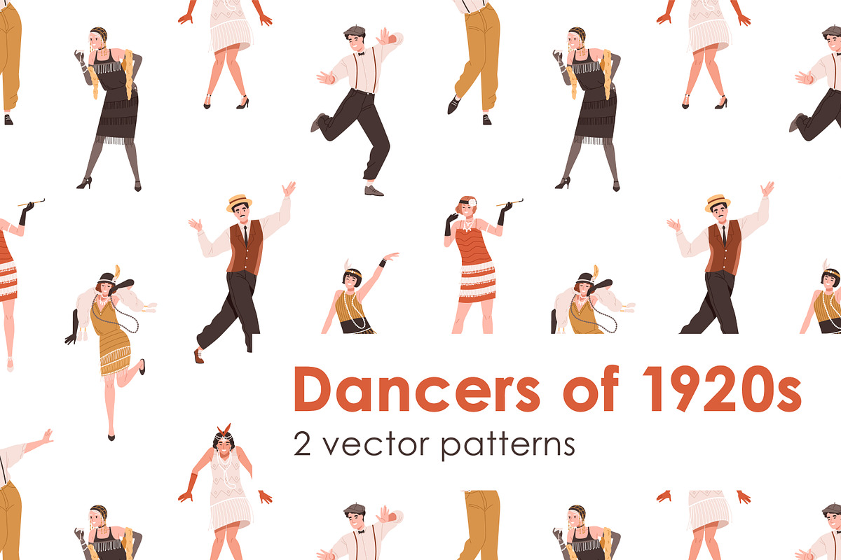 1920s dancers retro seamless pattern, a Pattern Graphic by Good Studio (Photo 1 of 6)