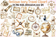 Antique Ivory Travel Clipart, an Illustration by Sublimation Artist (Thumbnail 1 of 6)