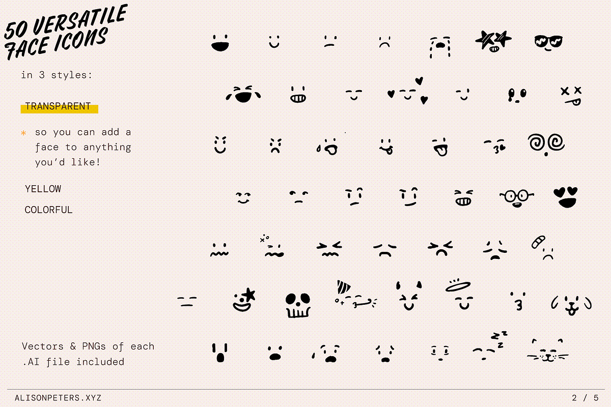 50 Hand-Drawn Faces, a Solid Icon by AlisonPeters.xyz (Photo 2 of 4)
