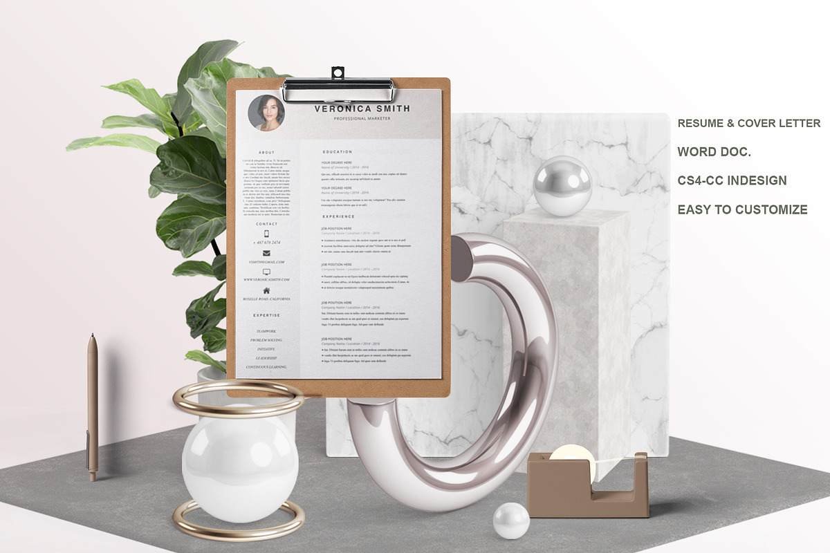 Veronica Smith - Resume/CV 2 pages, a Resume Template by OpulentStu (Photo 1 of 3)