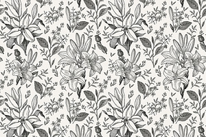 6 Seamless Flowers Lily Lilia Lilly