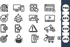 Digital Marketing Icon Set, an Illustration by designvectx