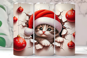 Festive 3D Cat Cracked Wall Tumbler, an Arts & Entertainment Photo by LamanAzalea
