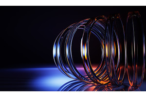 3d neon crystal glass rings on water, a Textures & Material 3D Model by Marozhkastudio