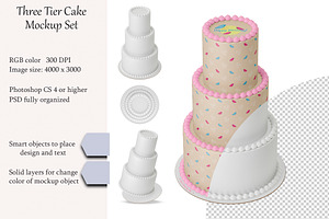 Tiered cake Mockup set. PSD mockup.