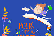 Frame with flying Girl, Books, an Education Illustration by Maria Starus (Thumbnail 1 of 3)