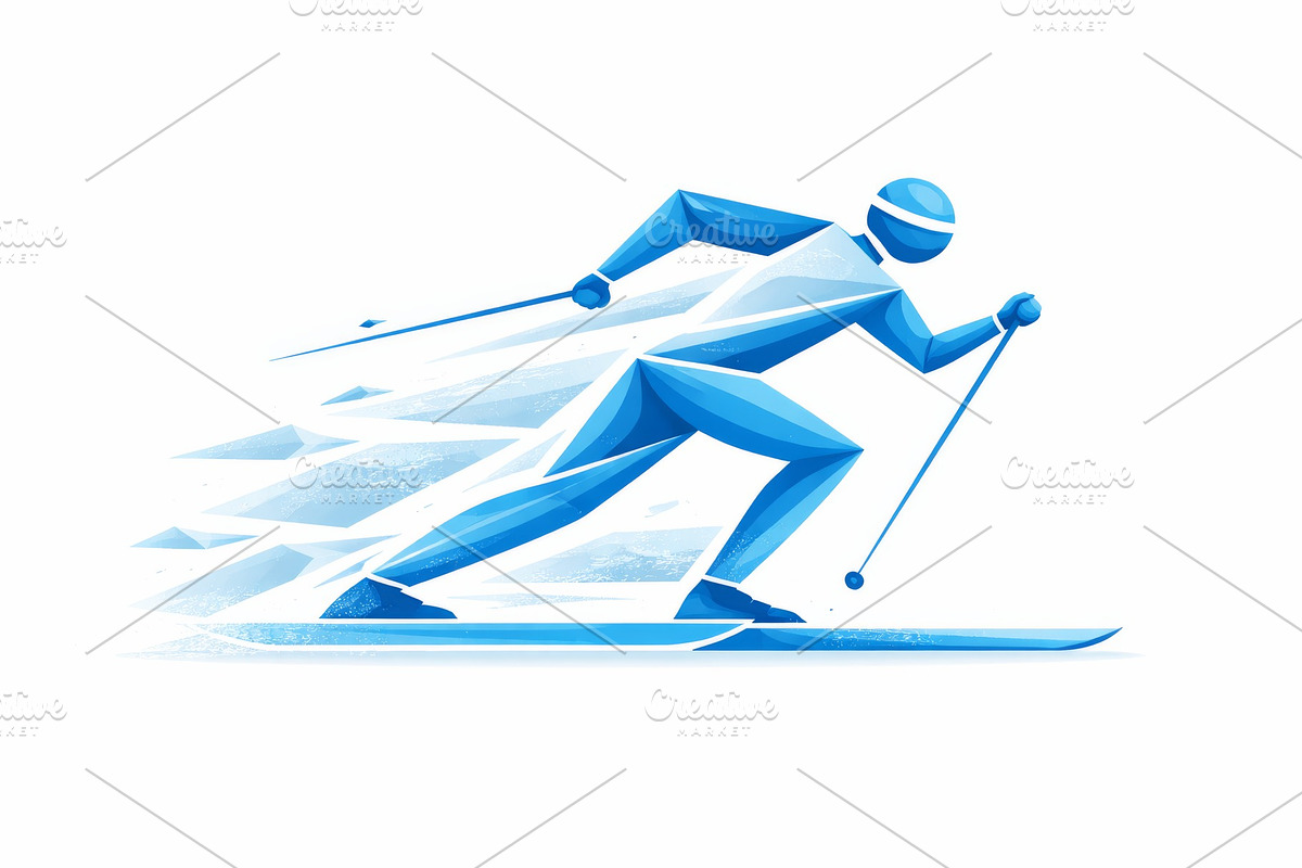 Winter sport competition skier silho, an Illustration by Dvoevnore photos