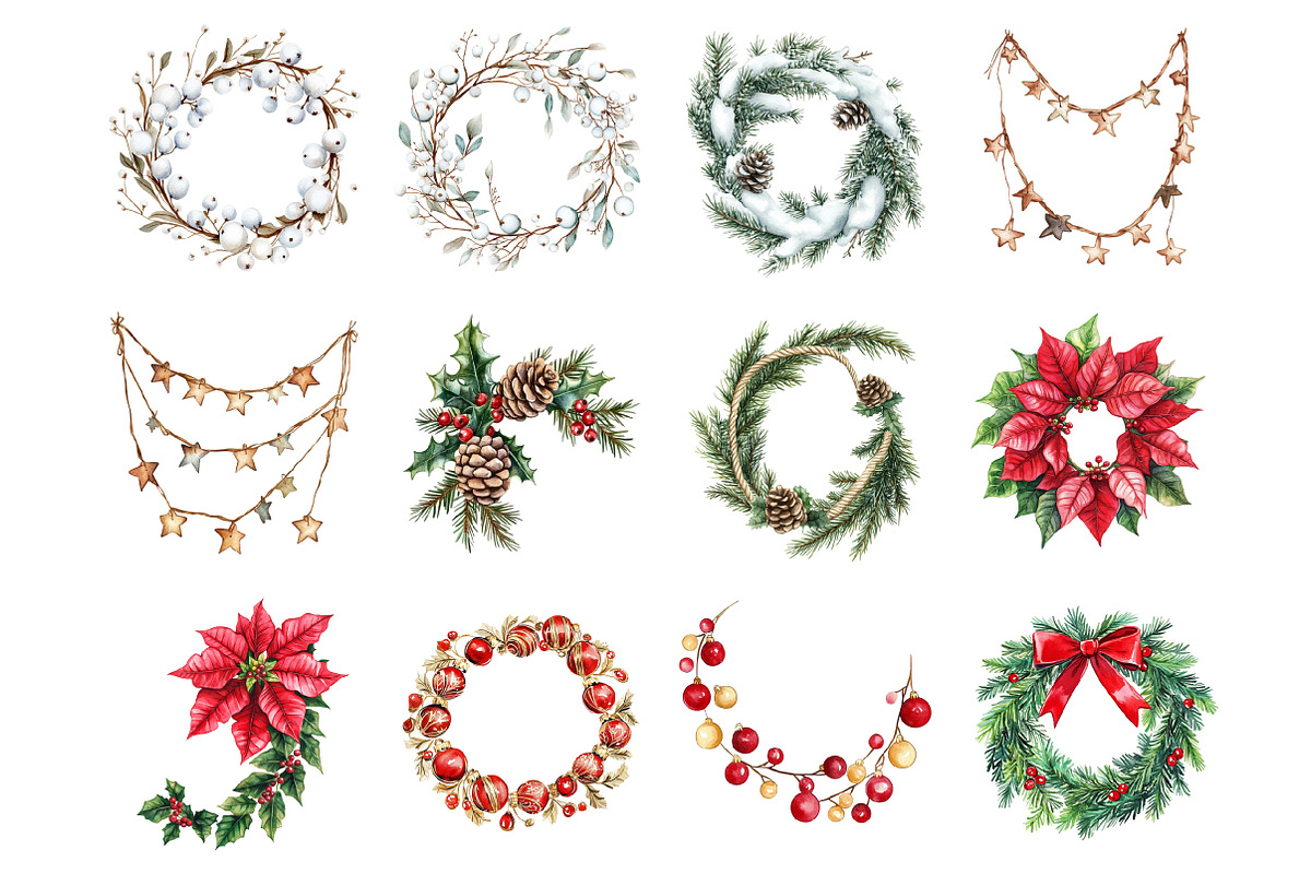 Christmas Garland Decoration, an Illustration by Design Market (Photo 3 of 3)