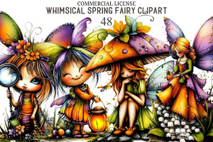 Whimsical Spring Fairy Clipart, an Illustration by designcity5