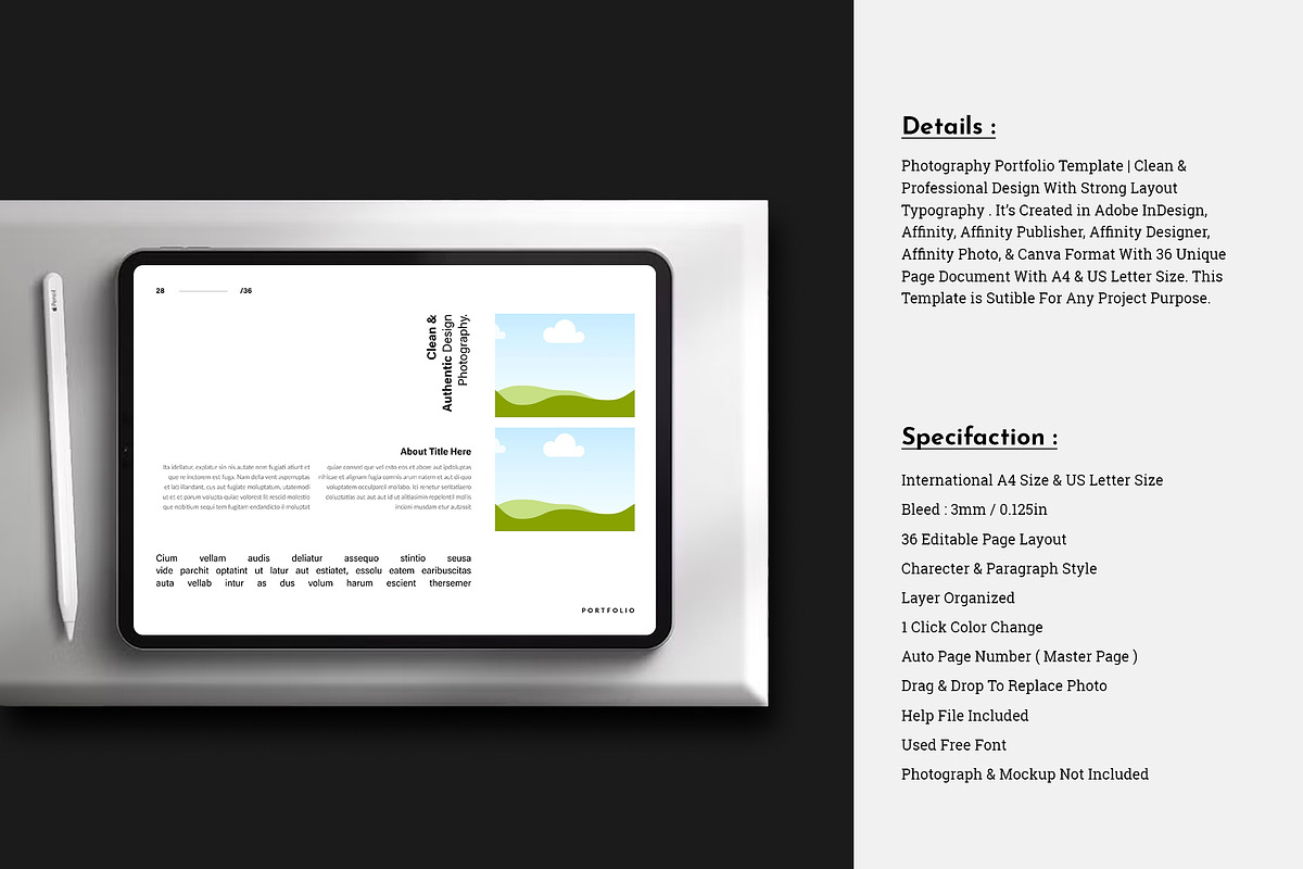 Photography Portfolio Template, a Brochure Template by TemplateFolio-Shop (Photo 3 of 20)