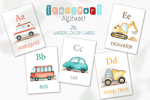 Watercolor Transport Alphabet