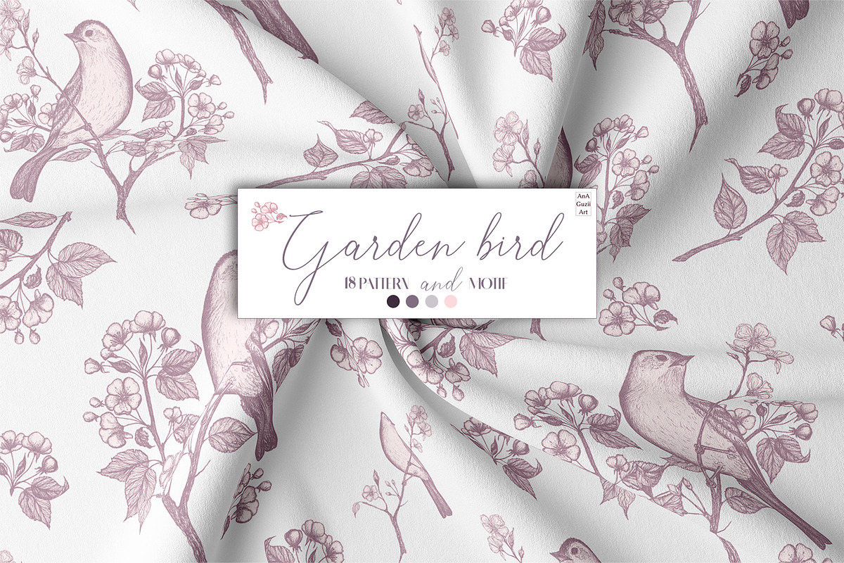 Garden bird. Pattern and motifs., a Pattern Graphic by AnaGuziiArt (Photo 7 of 15)
