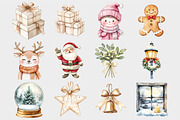 Watercolor Neutral Christmas Clipart, a Seasonal Illustration by Design Market (Thumbnail 4 of 5)