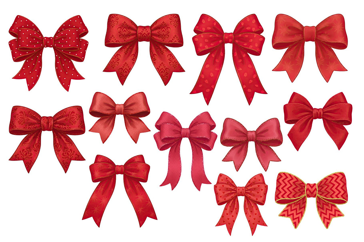 Red Textured Bows Mega Bundle, a Decorative Illustration by Stellalunarts (Photo 17 of 23)