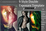 9 Style Double Exposure Template, a Texture Graphic by MithunLekson (Thumbnail 1 of 5)
