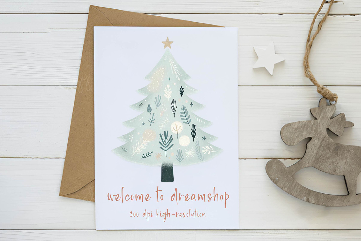 Nordic Christmas Tree Clipart, an Illustration by CreationArt (Photo 3 of 6)