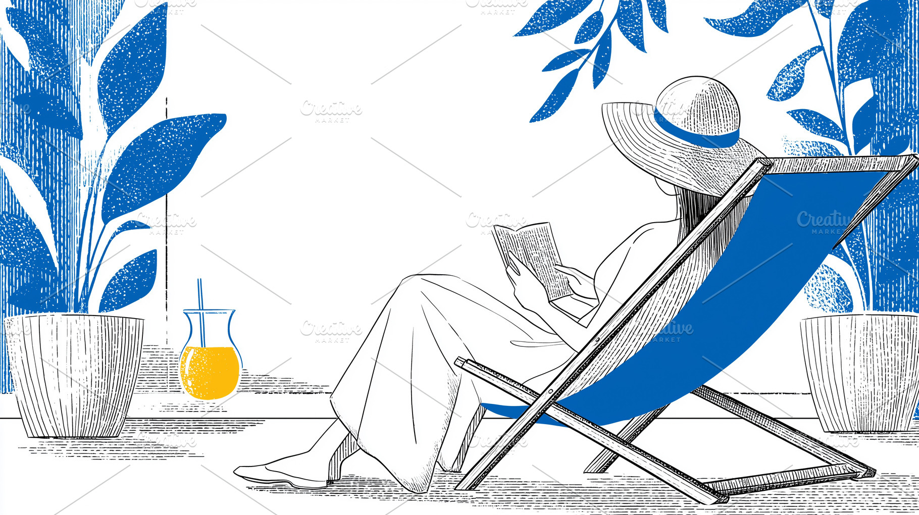 Woman in a sun hat relaxes on a deck, a Person Photo by MistyDay