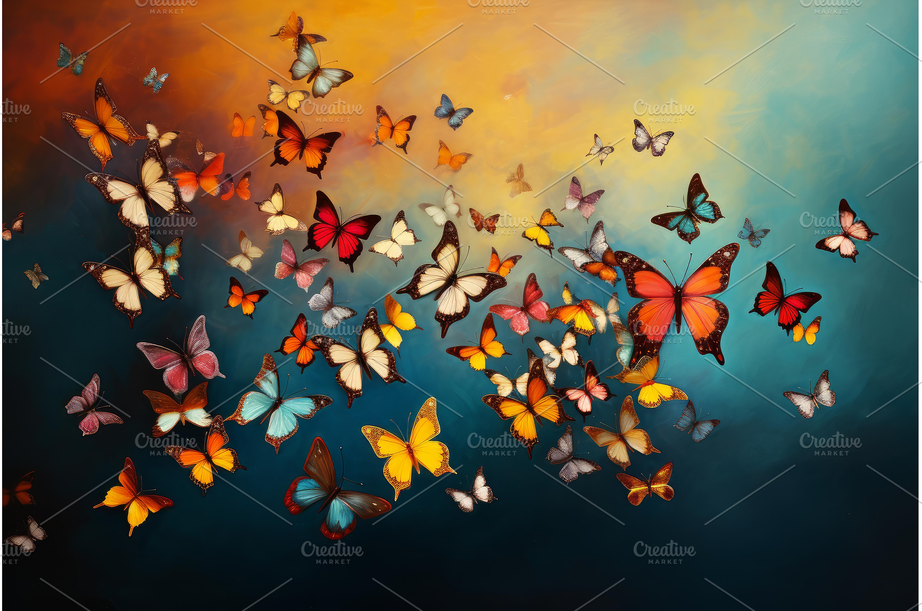 Colorful butterflies flying on a, an Animal Photo by Ylivdesign