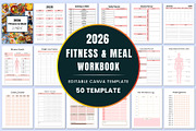 2026 Meal & Fitness Workbook, a Stationery Template by Shumaya (Thumbnail 1 of 4)