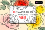 Rose flowers procreate stamp brushes, a Brush Add-On by ViktoriArt (Thumbnail 1 of 6)