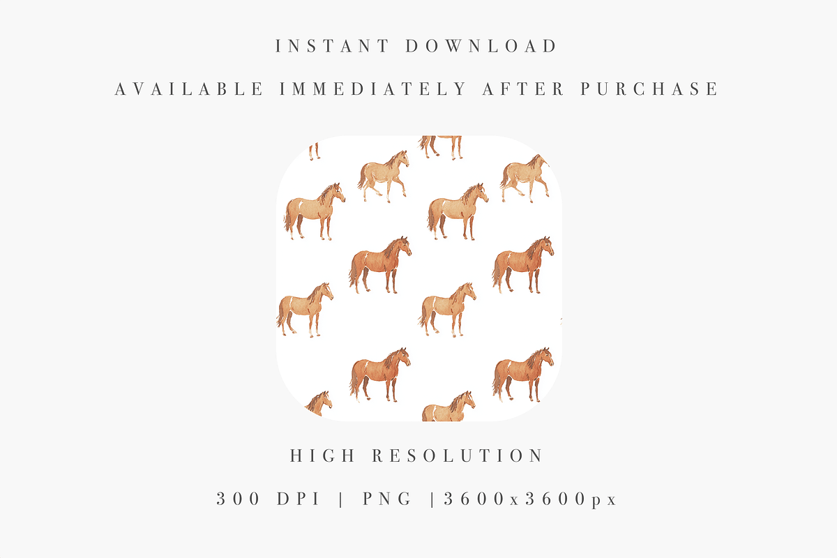 Seamless Watercolor Horse Pattern, a Pattern Graphic by Pati Charm Studio (Photo 2 of 6)