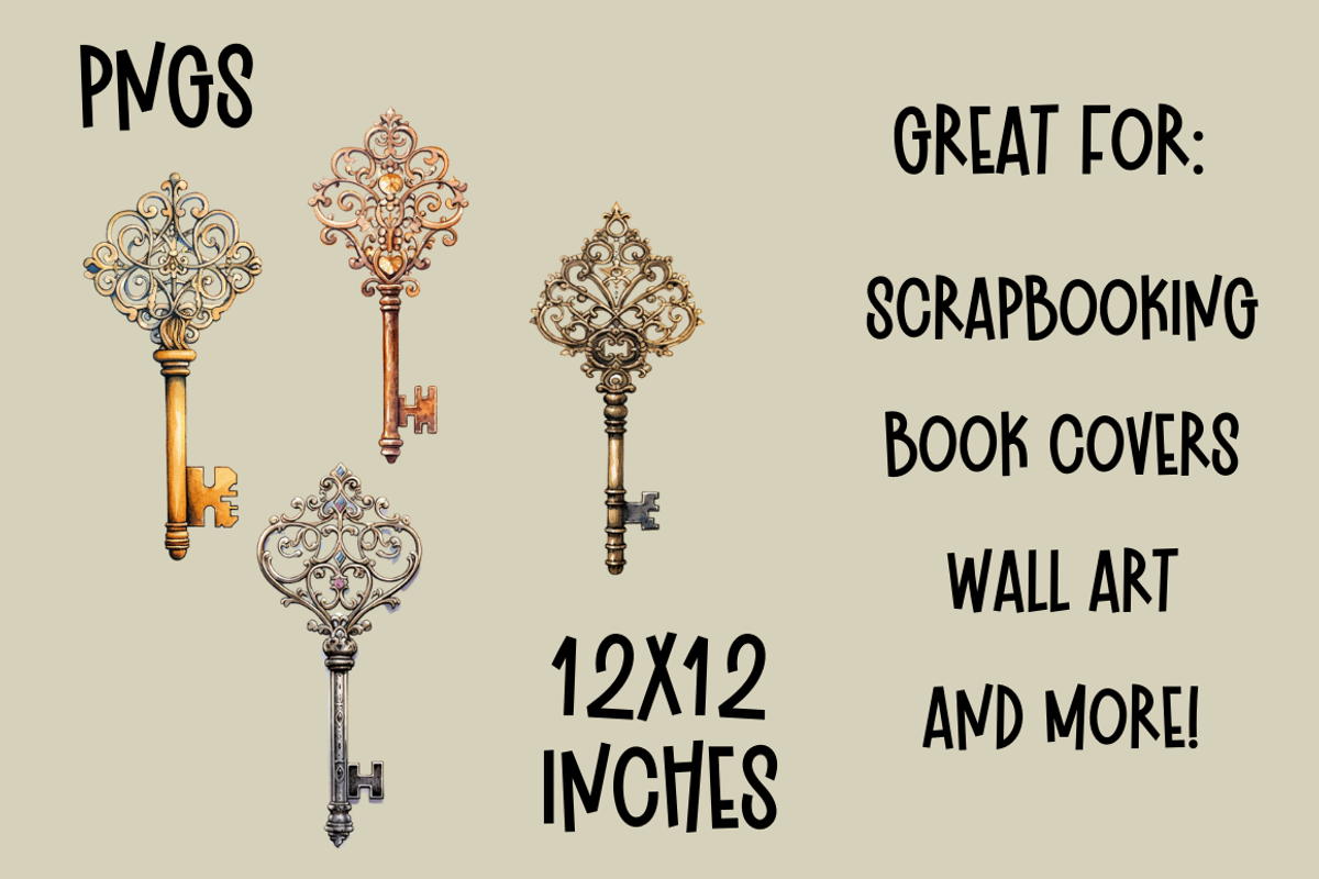 Vintage Skeleton Key Clipart, an Object Illustration by Dreamy Little Graphics (Photo 2 of 4)