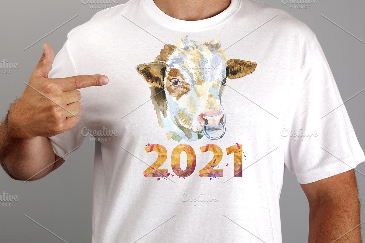 Watercolor white bull, an Animal Illustration by Watercolor fantasy (Photo 3 of 5)