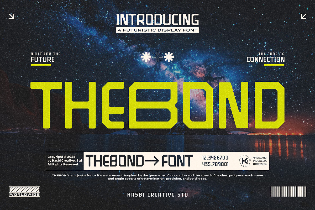 Thebond - Futuristic Display, a Font by Hasbi Creative (Photo 1 of 8)