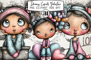 Dreamy Cupids Whimsical Valentine Se, an Illustration by RobertsArt