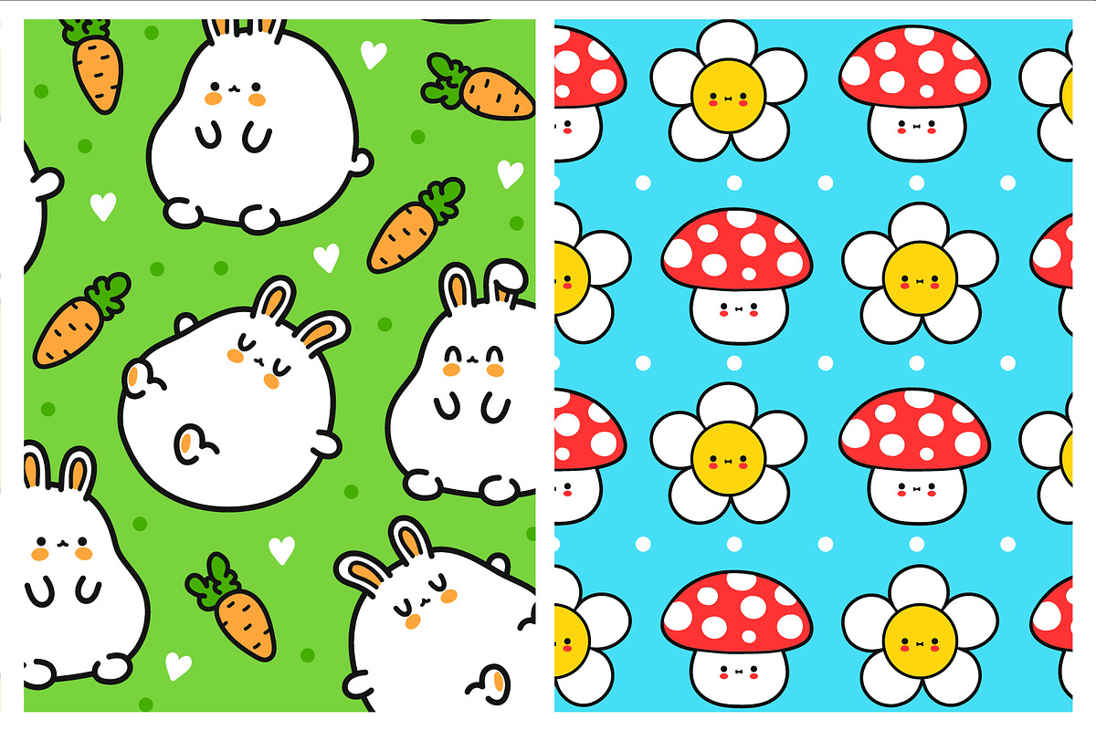Cute kawaii pattern bundle, a Pattern Graphic by Slavko Kahovsky (Photo 3 of 9)
