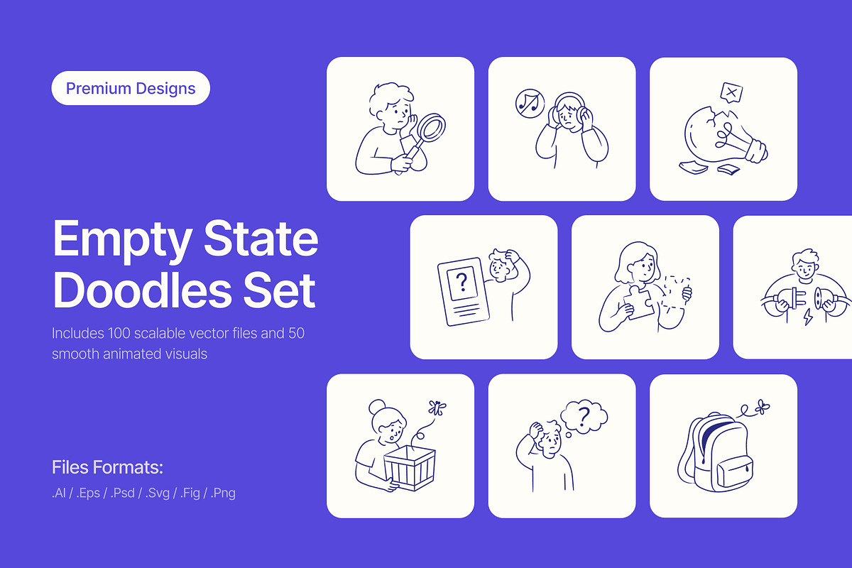 150 Empty States Doodles Bundle, an Outline Icon by Vectors Market (Photo 1 of 10)