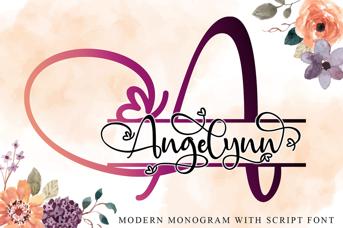 Angelinn Monogram, a Script Font by Letterara (Photo 1 of 12)