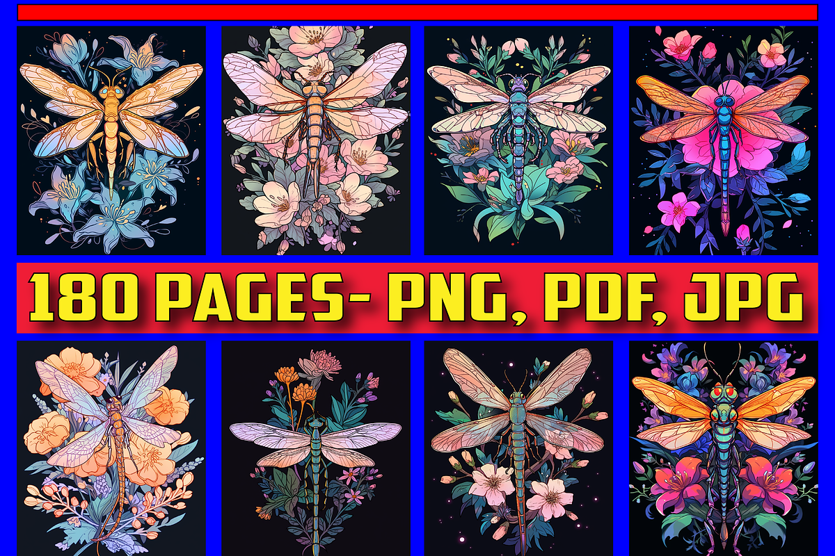 Dragonfly With Flower Coloring V 01, an Animal Illustration by Coco Bloom (Photo 2 of 4)