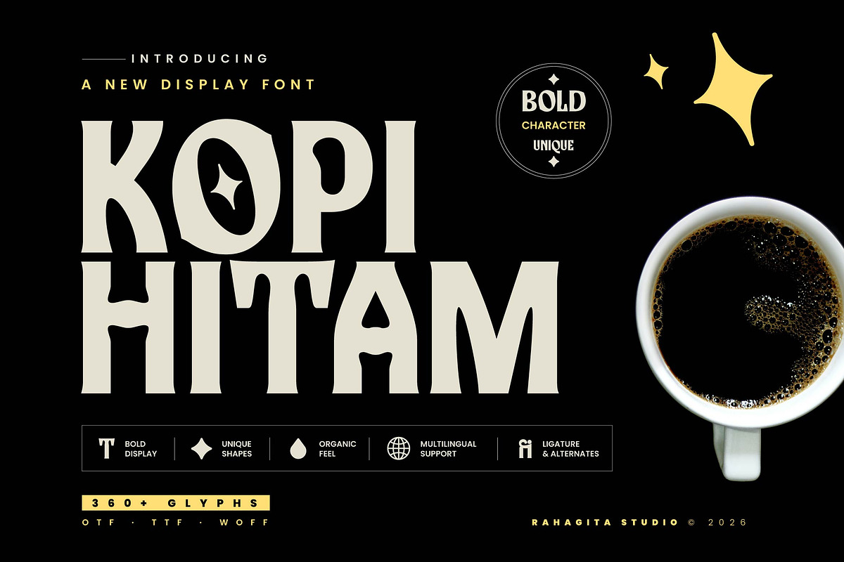 Kopi Hitam - Retro Bold Font, a Serif Font by Rahagita Studio (Photo 1 of 7)