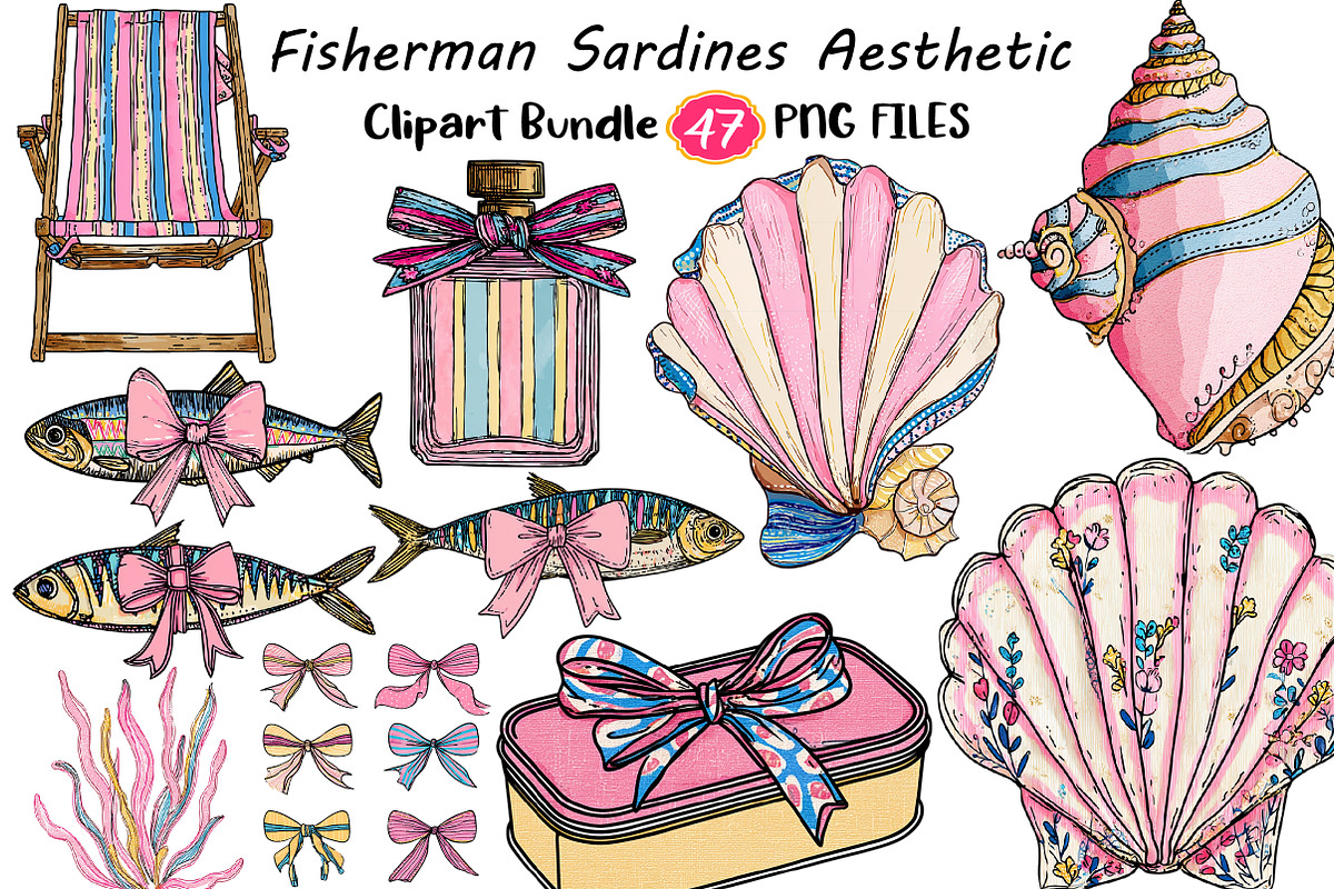 Fisherman Sardines Aesthetic Clipart, an Illustration by Digital Artistic99 (Photo 1 of 11)