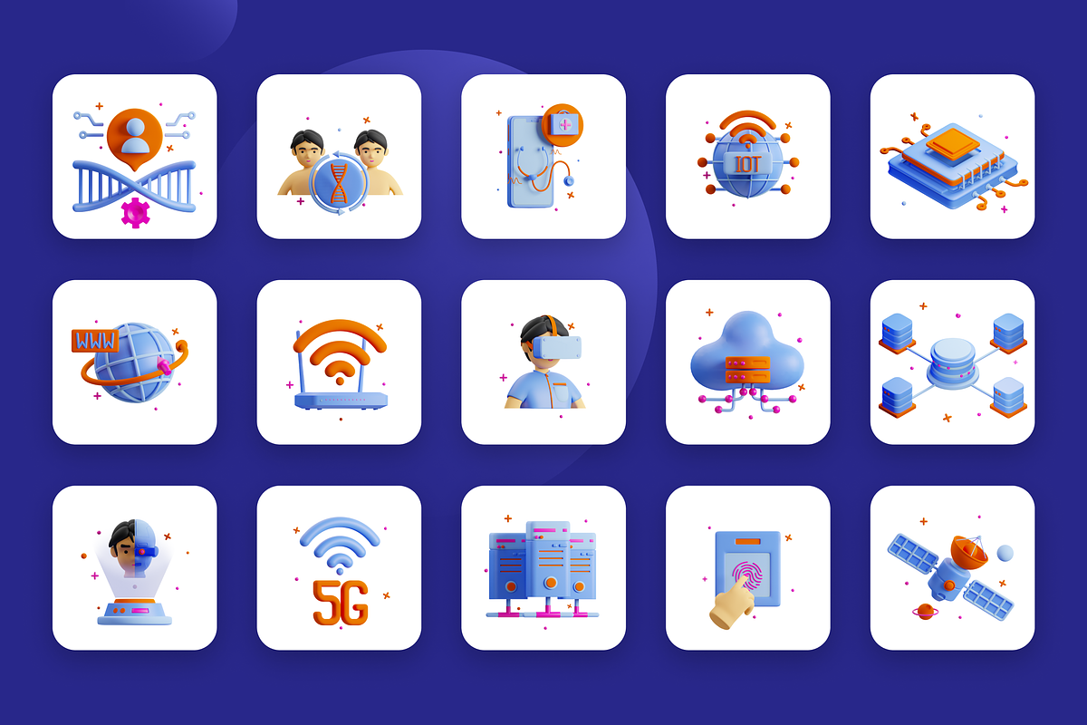 3D Animated Technology Icon Set, an Object 3D Model by Flat Icons (Photo 2 of 5)