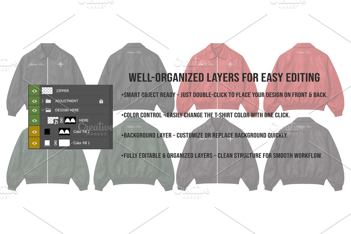 4K Leather Bomber Jacket Mockup PSD, a Hoody Mockup by std.badboy (Photo 3 of 4)